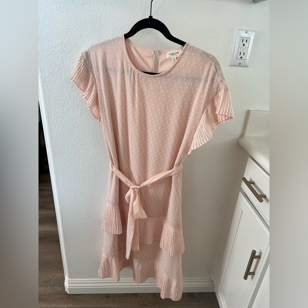 Light Pink Midi Dress - Perfect for Baby Bump / Maternity